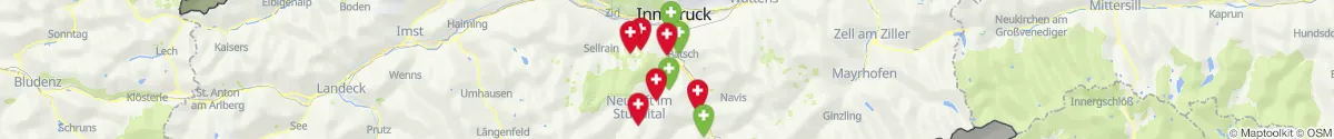 Kartenansicht für Apotheken-Notdienste in der Nähe von Telfes im Stubai (Innsbruck  (Land), Tirol)